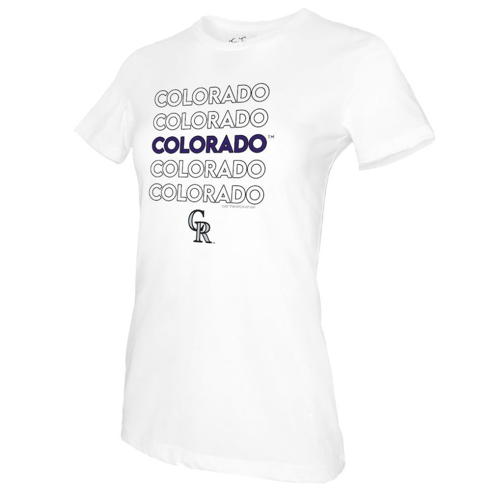 Colorado Rockies Tiny Turnip Women's Stacked T-Shirt - White