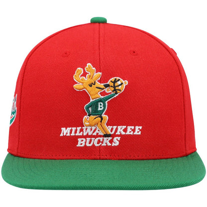 Milwaukee Bucks Hardwood Classics Snapback Hat - Red/Green | Mitchell & Ness outlet