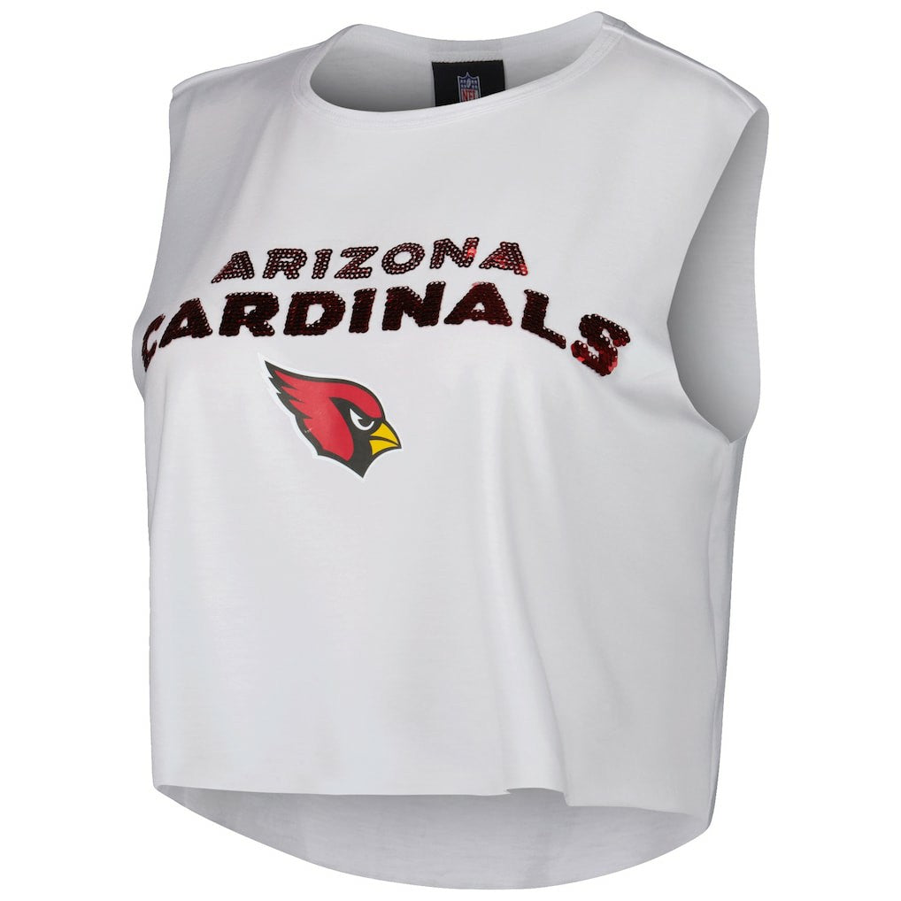 Arizona Cardinals Cuce Women's Sequin Cropped Tank Top - White on sale
