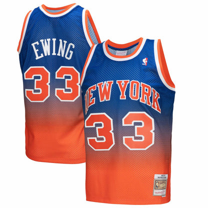 Patrick Ewing New York Knicks 1991/92 Hardwood Classics Fadeaway Swingman Player Jersey - Orange/Royal | Mitchell & Ness shop
