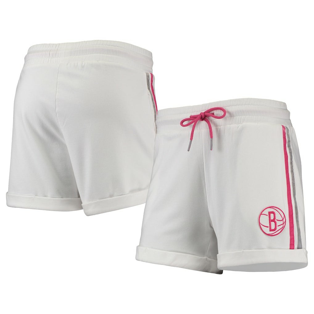 Brooklyn Nets Lusso Women's Melody Cuffed Tri-Blend Shorts - White/Pink sale