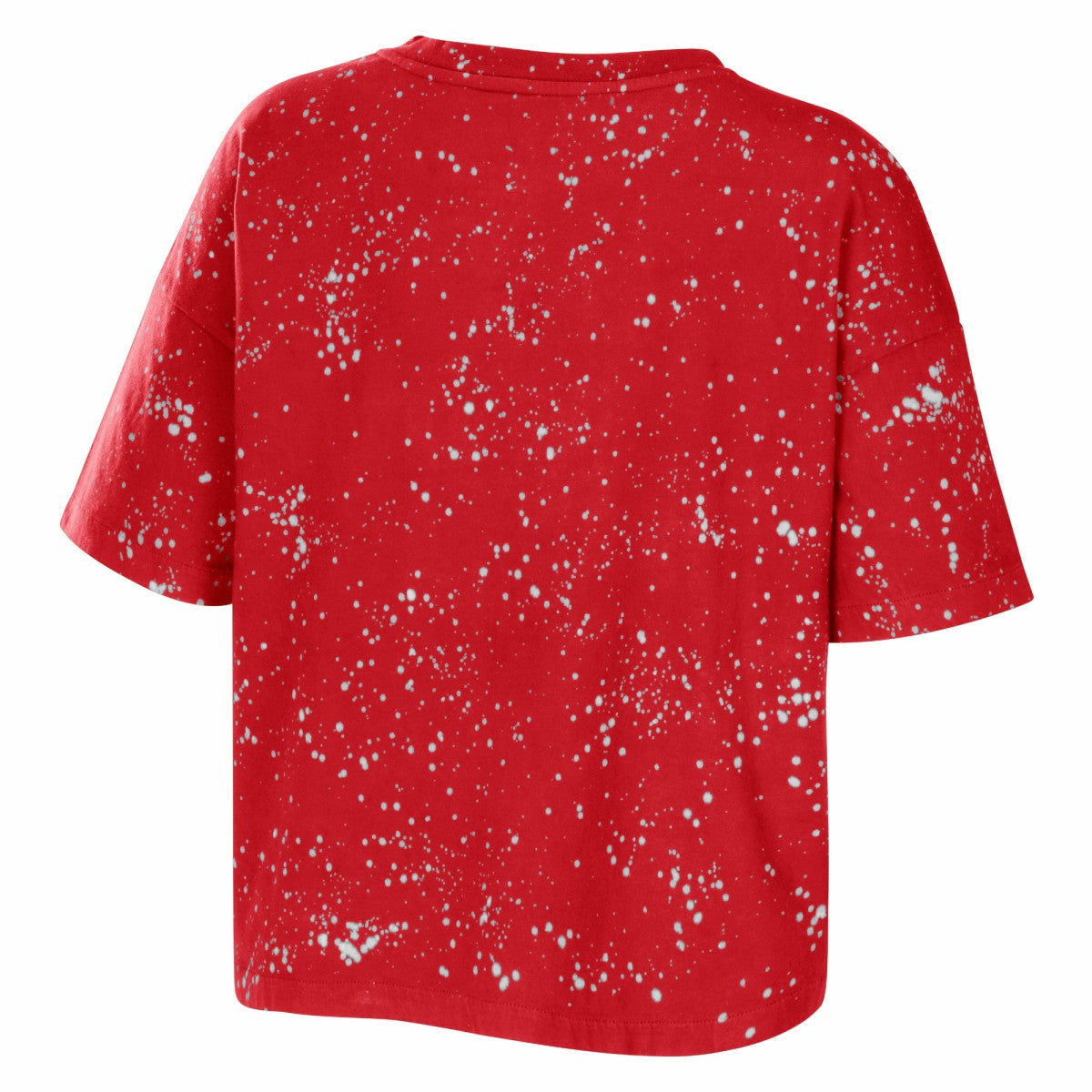 Toronto Raptors WEAR by Erin Andrews Women's Bleach Splatter Notch Neck T-Shirt - Red shop