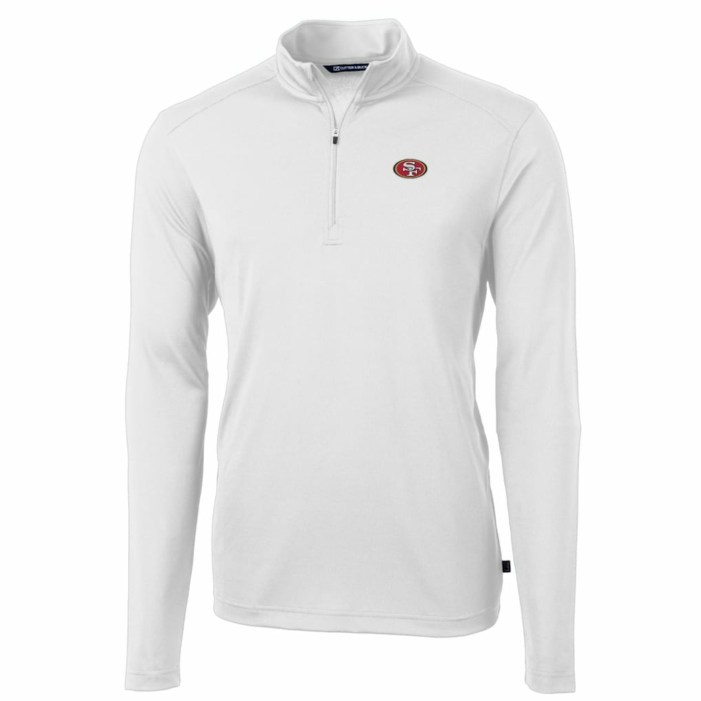 San Francisco 49ers Cutter & Buck Big & Tall Virtue Eco Pique Quarter-Zip Pullover Jacket - White cheap