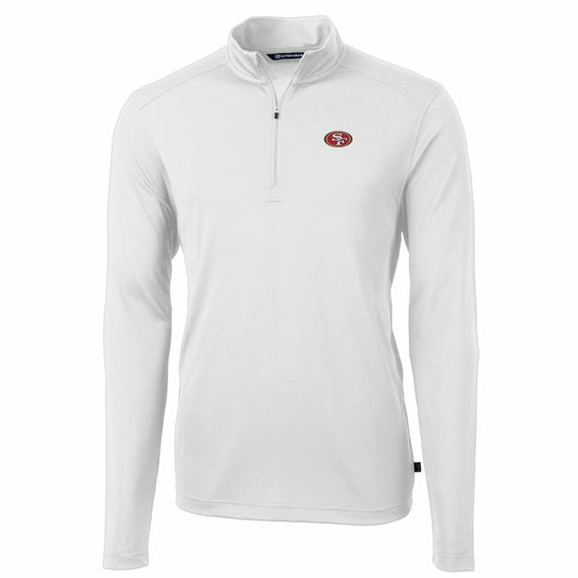 San Francisco 49ers Cutter & Buck Big & Tall Virtue Eco Pique Quarter-Zip Pullover Jacket - White cheap