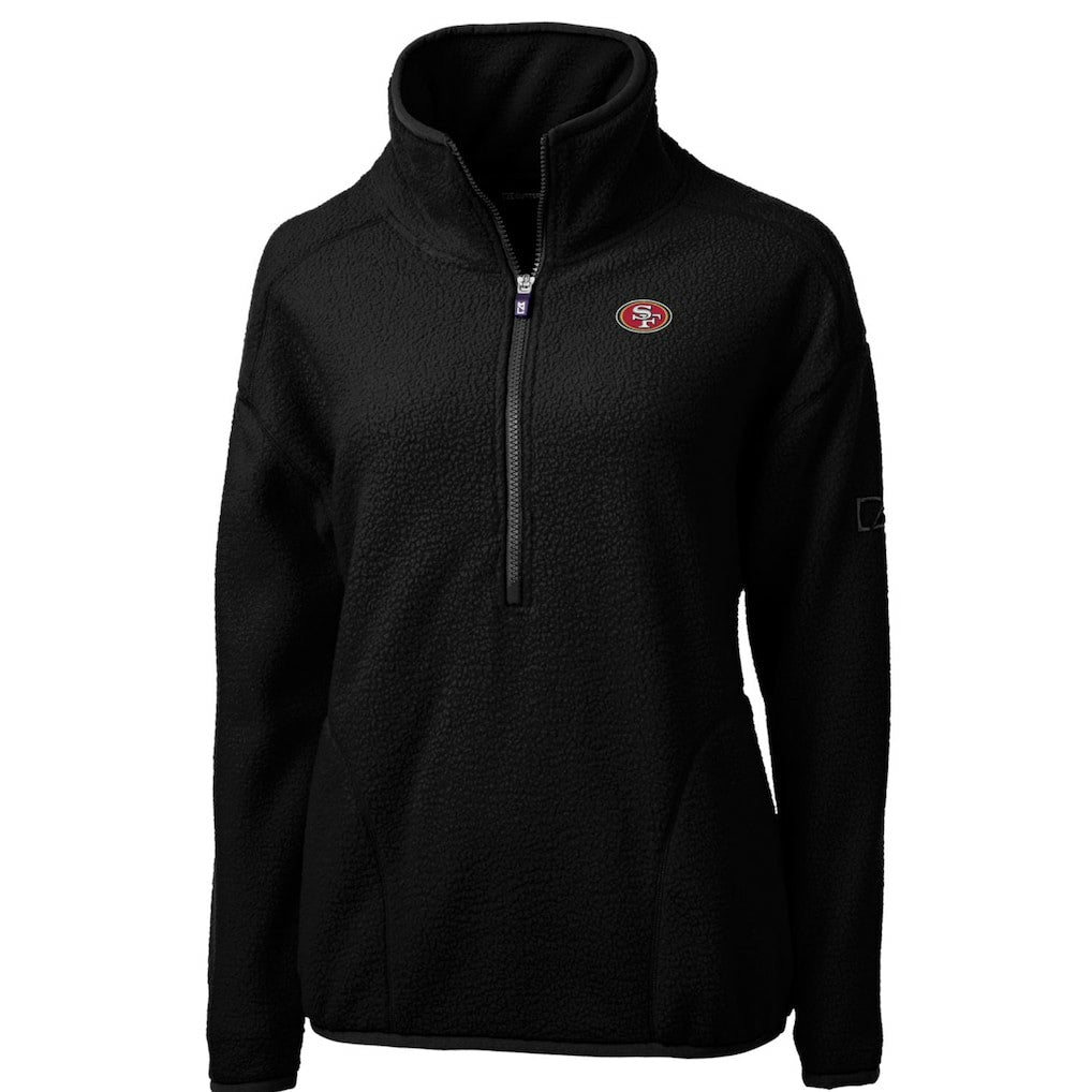 San Francisco 49ers Cutter & Buck Women's Cascade Eco Sherpa Fleece Half-Zip Pullover Jacket - Black sale