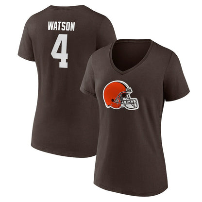 Deshaun Watson Cleveland Browns Women's Player Icon Name & Number V-Neck T-Shirt - Brown online