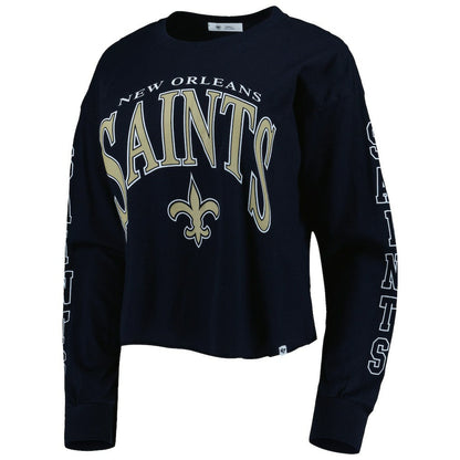 New Orleans Saints '47 Women's Skyler Parkway Cropped Long Sleeve T-Shirt - Black online