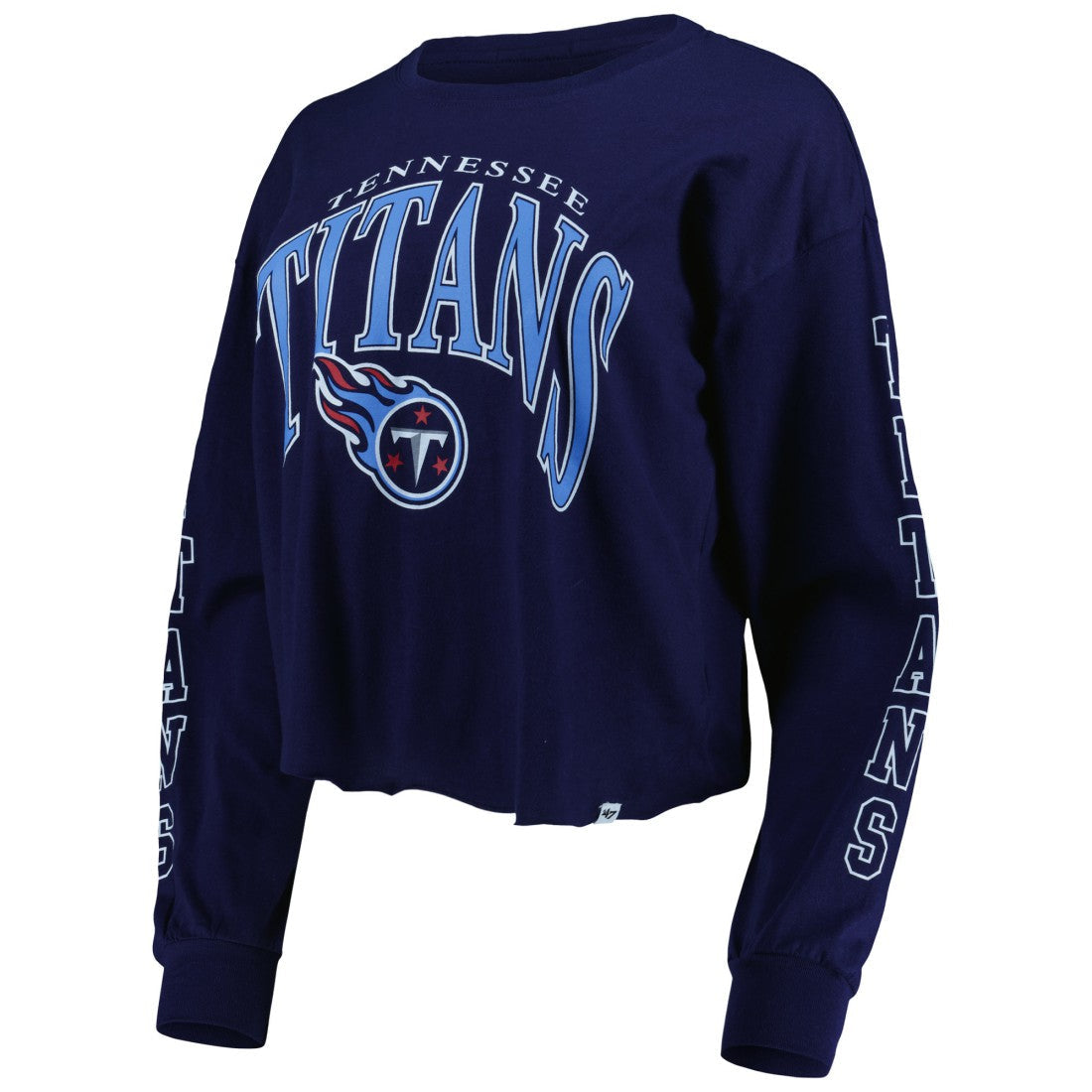 Tennessee Titans '47 Women's Skyler Parkway Cropped Long Sleeve T-Shirt - Navy sale