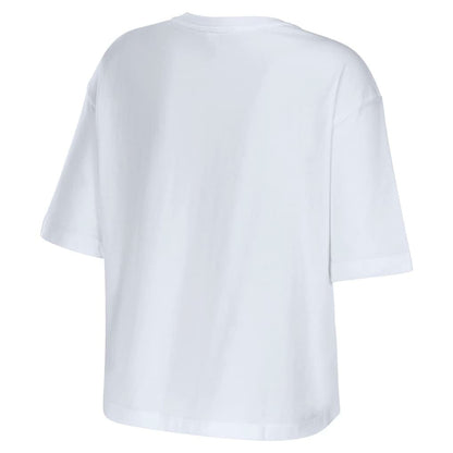 Cleveland Browns WEAR by Erin Andrews Women's Boxy Floral Cropped T-Shirt - White for sale