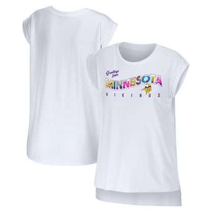 Minnesota Vikings WEAR by Erin Andrews Women's Greetings From Muscle T-Shirt - White online