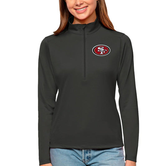 San Francisco 49ers Antigua Women's Tribute Half-Zip Top - Charcoal discount