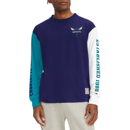 Charlotte Hornets Tommy Jeans Richie Color Block Long Sleeve T-Shirt - Purple discount