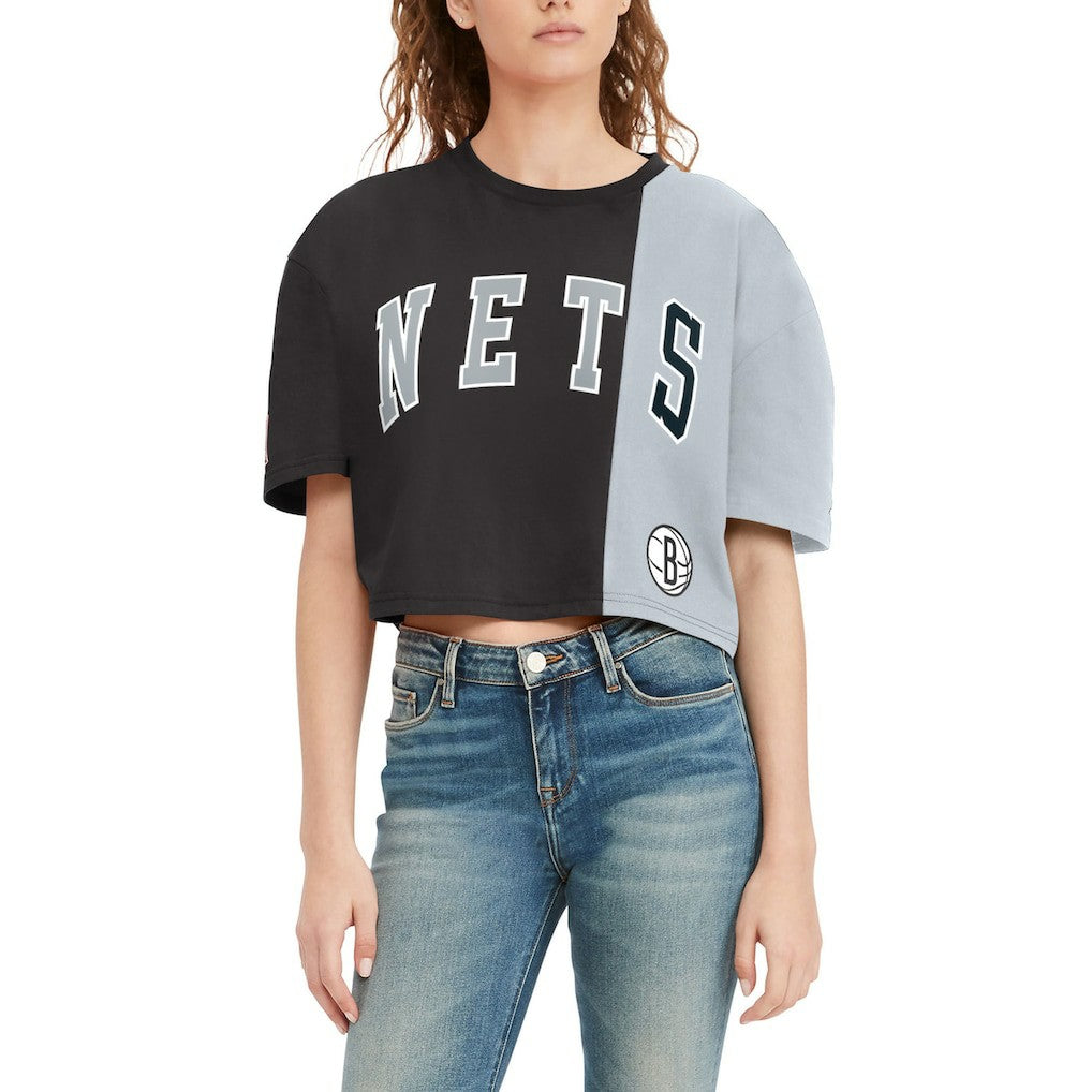 Brooklyn Nets Tommy Jeans Women's Betsy Relaxed Crop T-Shirt - Black/White on sale