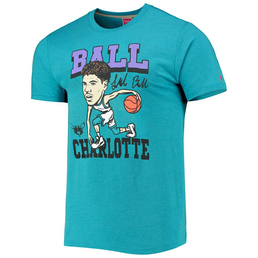 LaMelo Ball Charlotte Hornets Homage Caricature Tri-Blend T-Shirt - Heathered Teal cheap