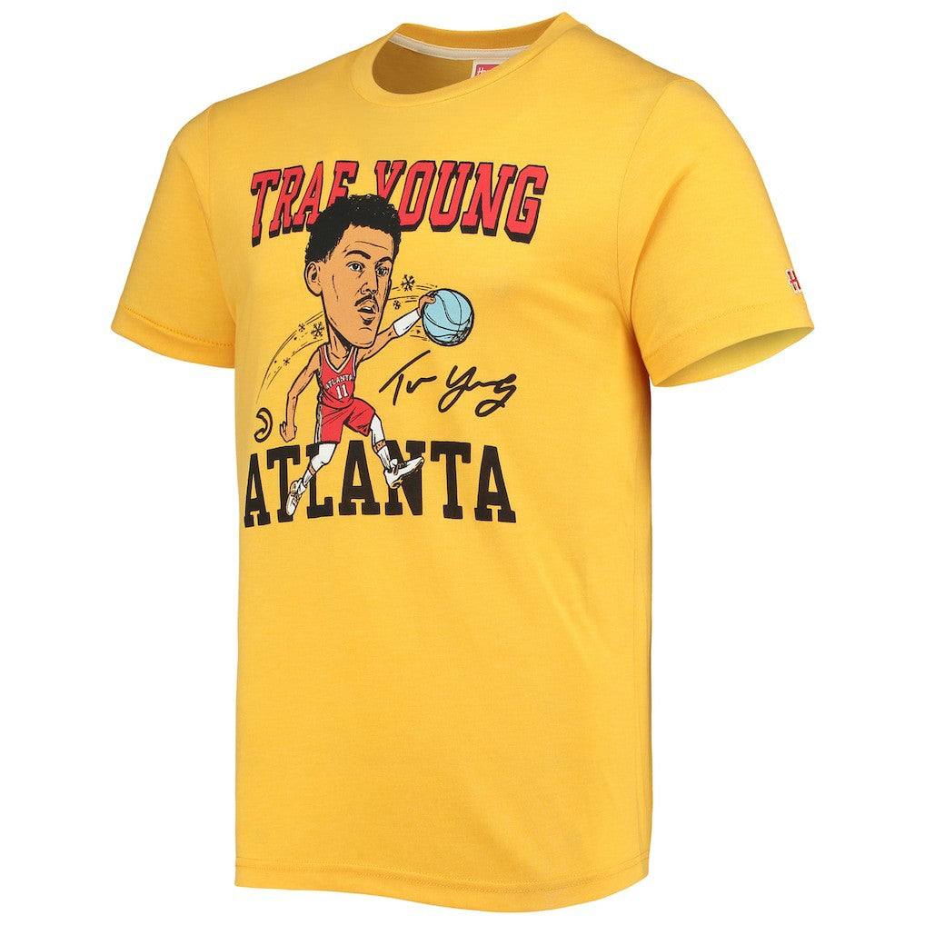 Trae Young Atlanta Hawks Homage Caricature Tri-Blend T-Shirt - Gold for sale