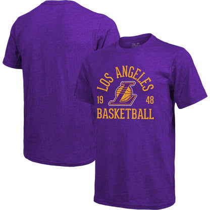 Los Angeles Lakers Majestic Threads Ball Hog Logo Tri-Blend T-Shirt - Heathered Purple online