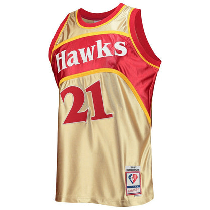 Dominique Wilkins Atlanta Hawks 75th Anniversary 1986/87 Hardwood Classics Swingman Jersey - Gold | Mitchell & Ness sale