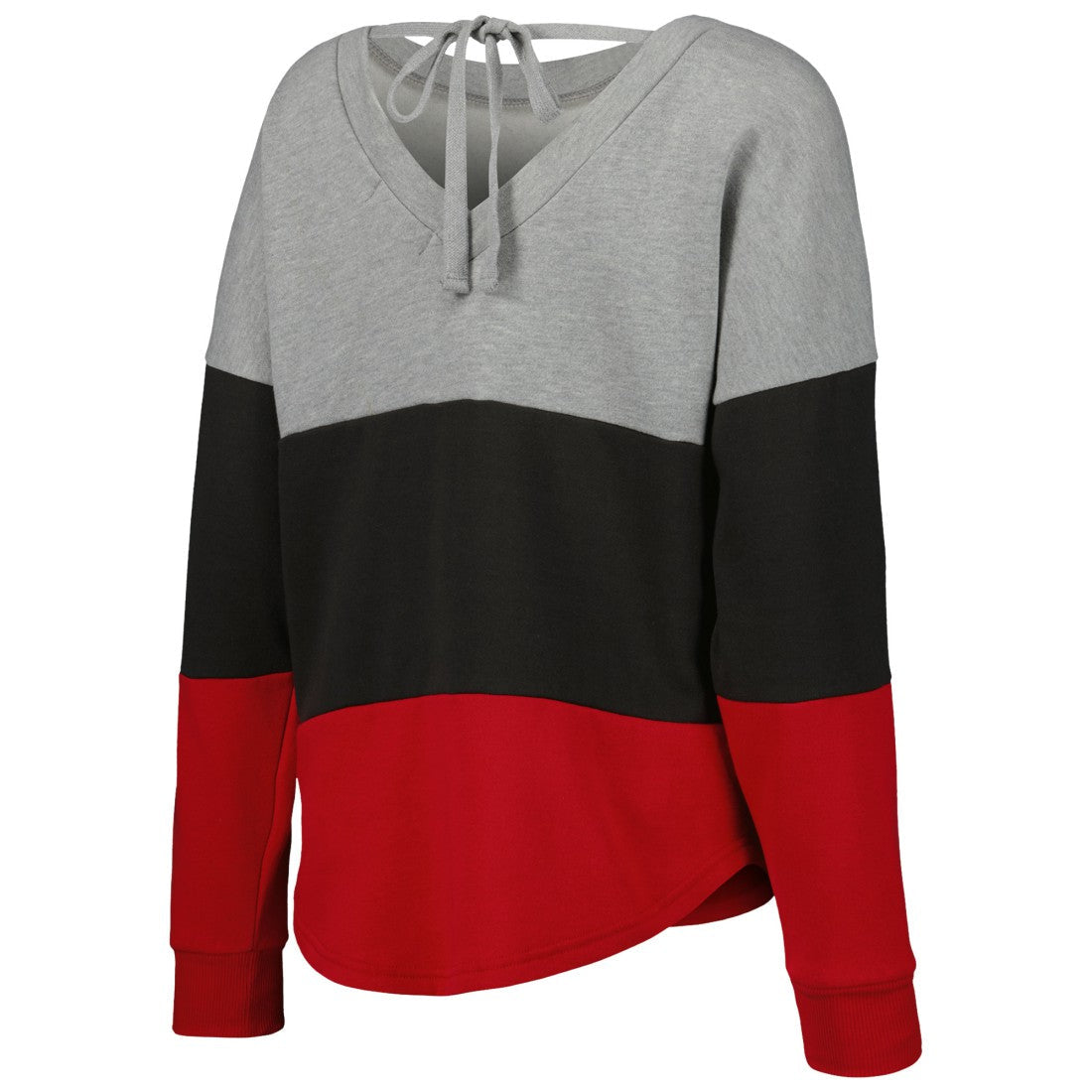 Tampa Bay Buccaneers Touch Women's Outfield Deep V-Back Waist Length Pullover Sweatshirt - Heather Gray/Red online