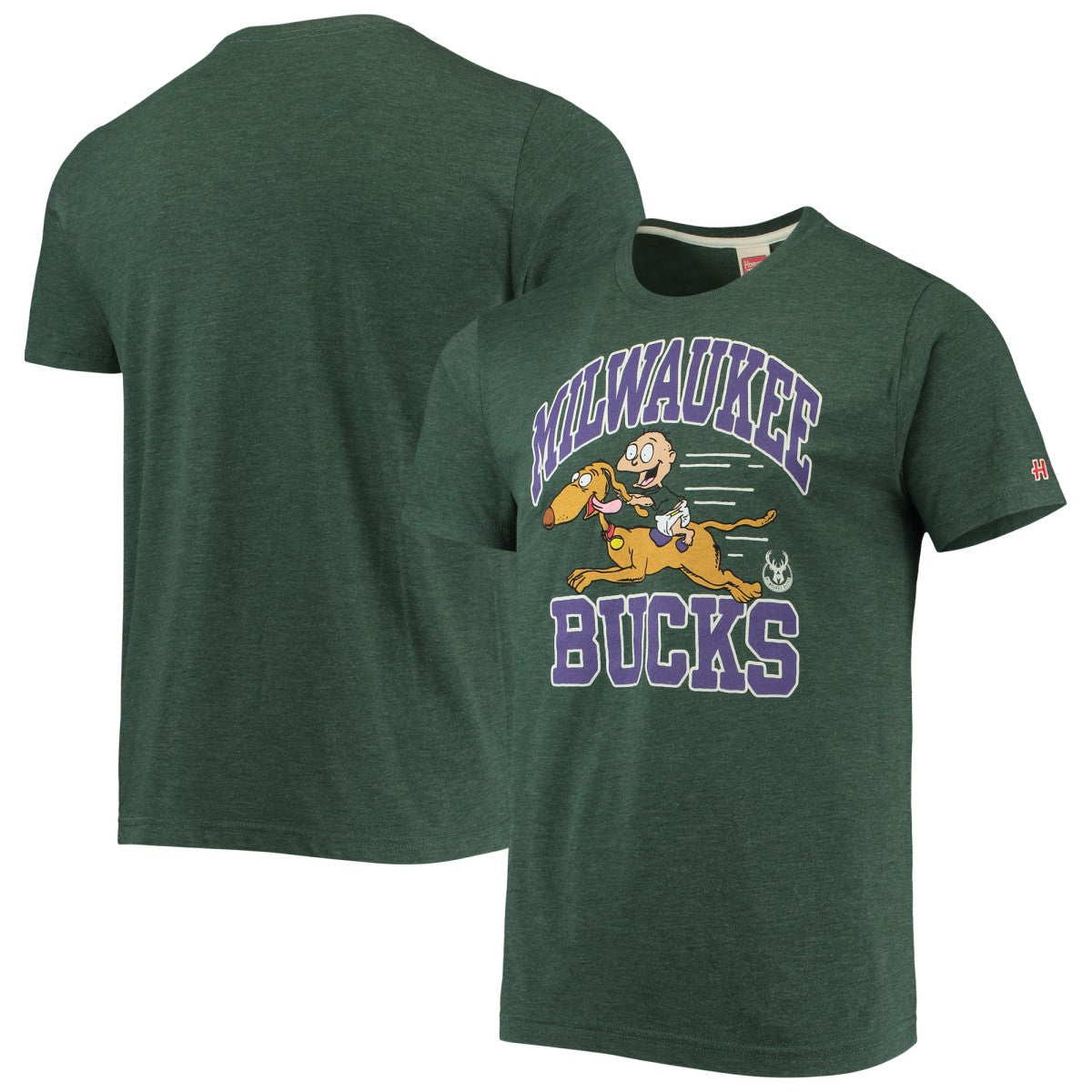 Milwaukee Bucks Homage NBA x Rugrats Tri-Blend T-Shirt - Hunter Green on sale