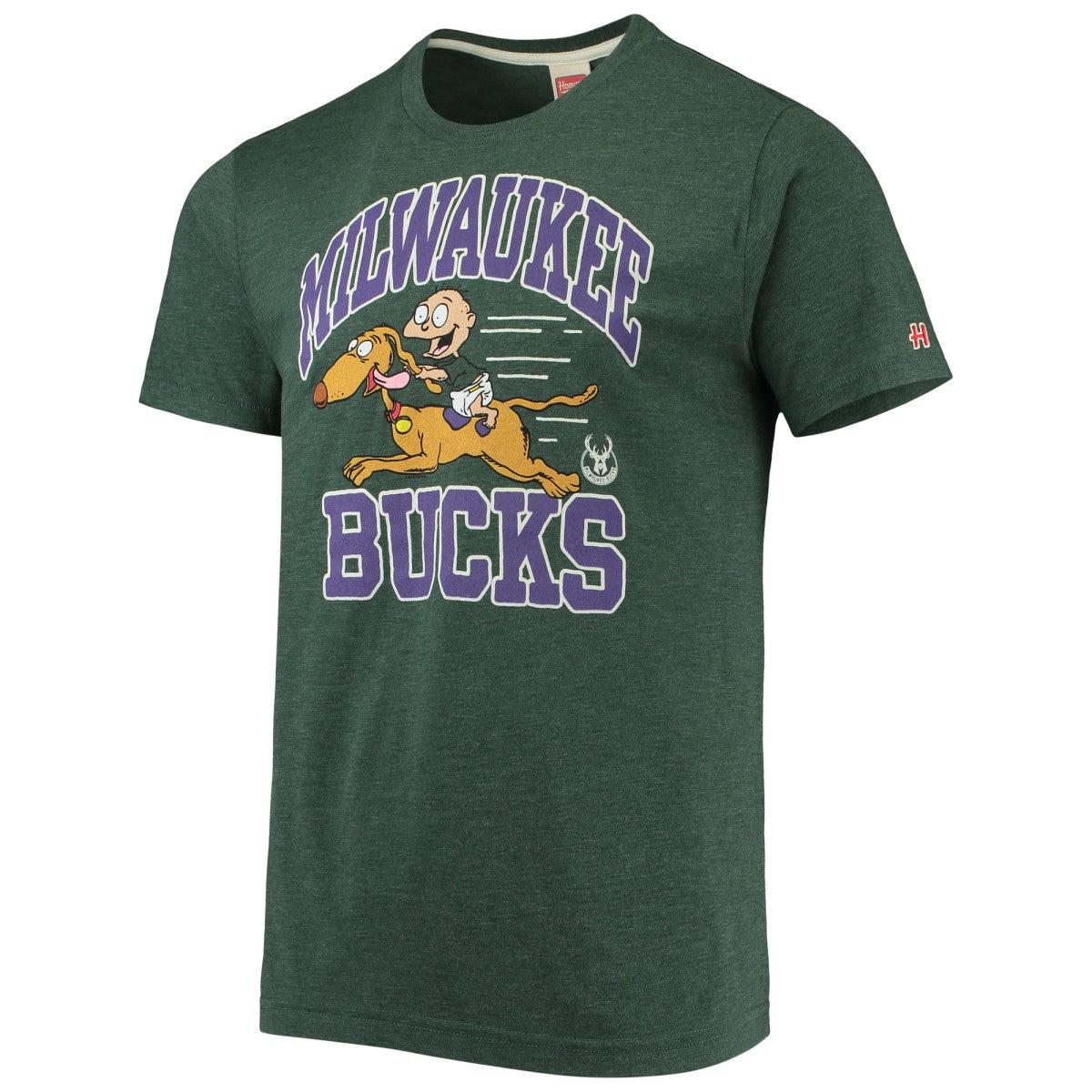 Milwaukee Bucks Homage NBA x Rugrats Tri-Blend T-Shirt - Hunter Green on sale