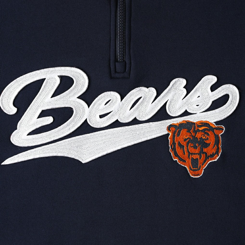 Chicago Bears Tommy Hilfiger Aiden Quarter-Zip Sweatshirt - Navy/Orange sale