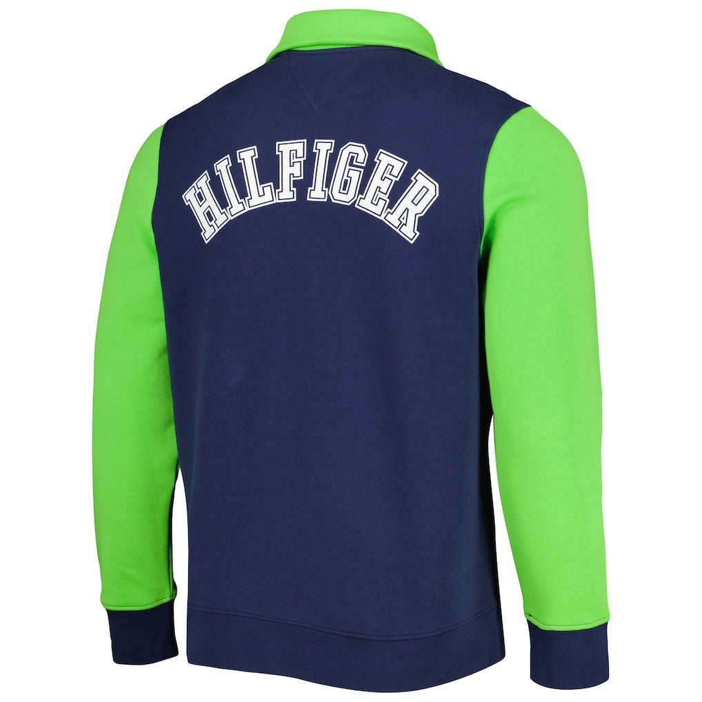 Seattle Seahawks Tommy Hilfiger Aiden Quarter-Zip Sweatshirt - College Navy/Neon Green for sale