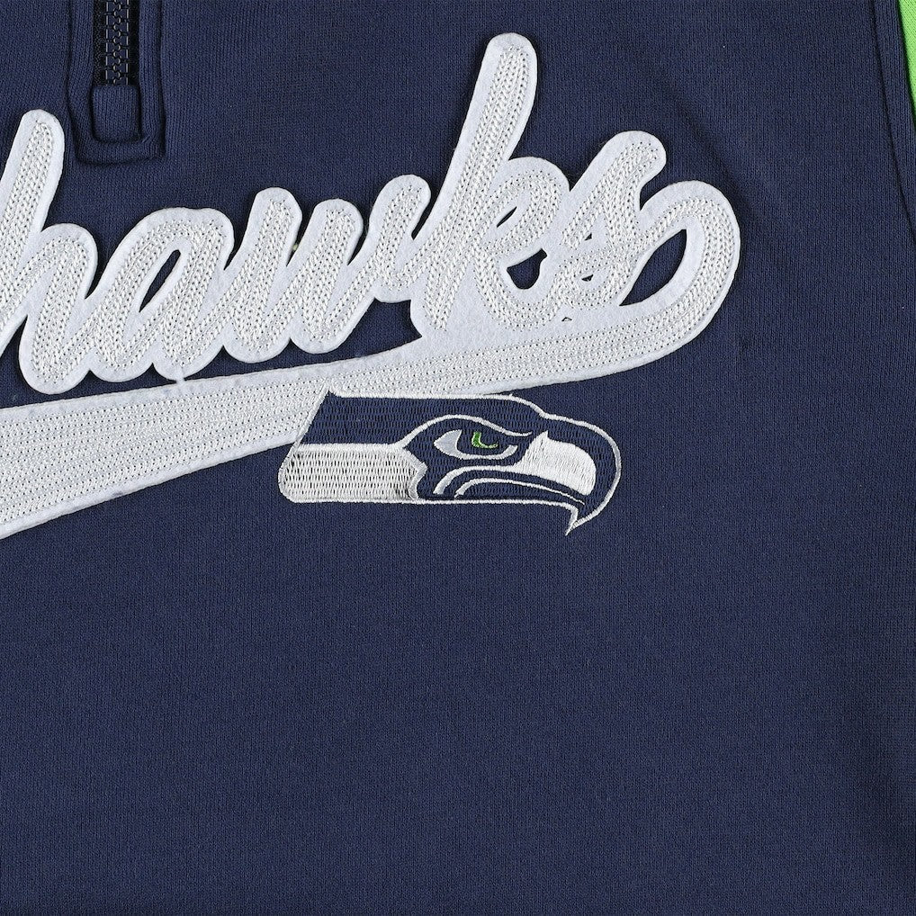 Seattle Seahawks Tommy Hilfiger Aiden Quarter-Zip Sweatshirt - College Navy/Neon Green for sale