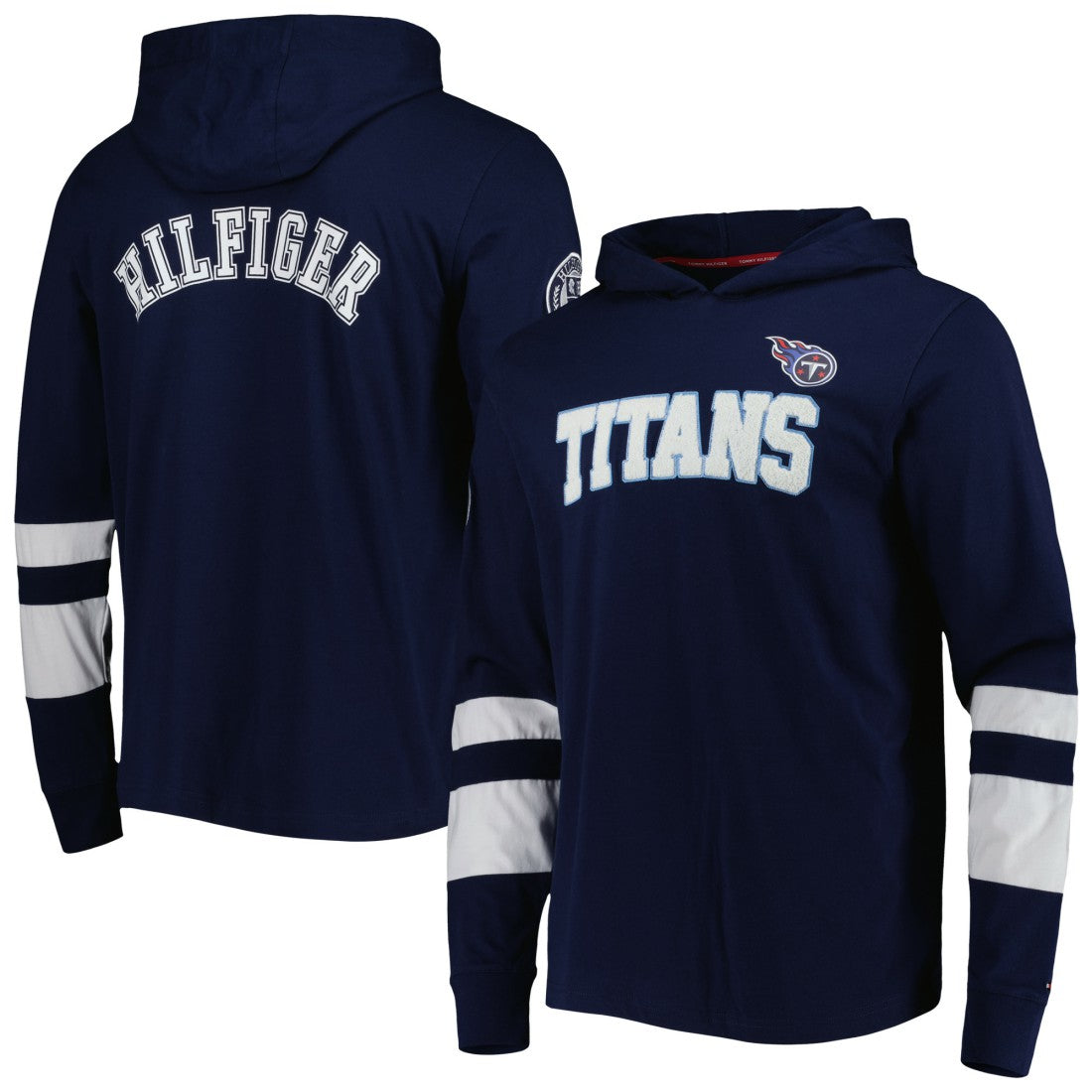 Tennessee Titans Tommy Hilfiger Alex Long Sleeve Hoodie T-Shirt - Navy/White sale
