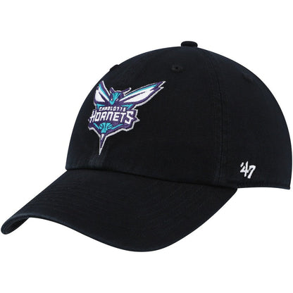 Charlotte Hornets '47 Core Logo Clean Up Adjustable Hat - Black | 47 brand outlet