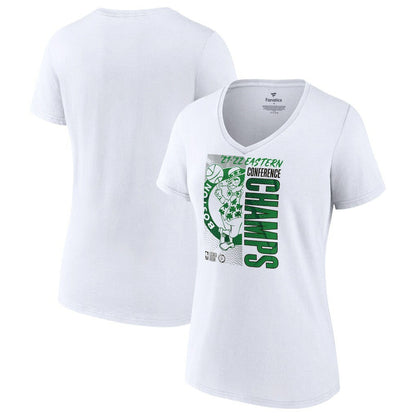 Boston Celtics Women's 2022 Eastern Conference Champions Locker Room V-Neck T-Shirt - White | Fanatics for sale