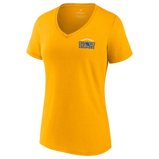 Golden State Warriors Women's 2022 Western Conference Champions Balanced Attack Roster V-Neck T-Shirt sale - Gold | Fanatics shop
