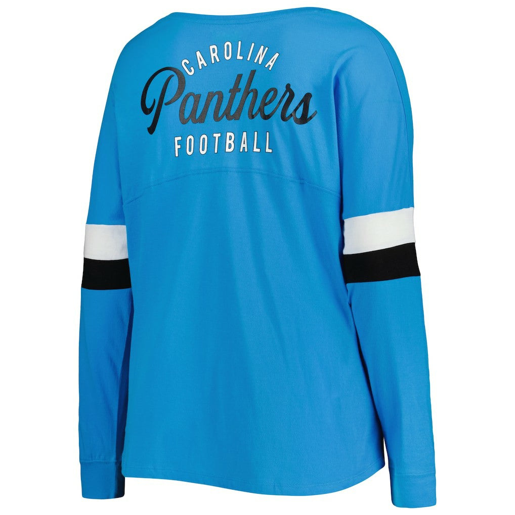 Carolina Panthers New Era Women's Plus Size Athletic Varsity Lace-Up V-Neck Long Sleeve T-Shirt - Blue online