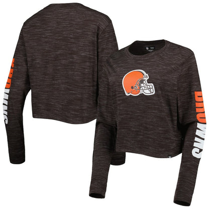 Cleveland Browns New Era Women's Crop Long Sleeve T-Shirt - Brown sale