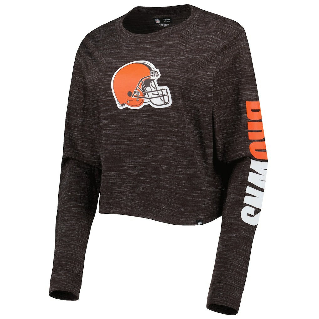 Cleveland Browns New Era Women's Crop Long Sleeve T-Shirt - Brown sale