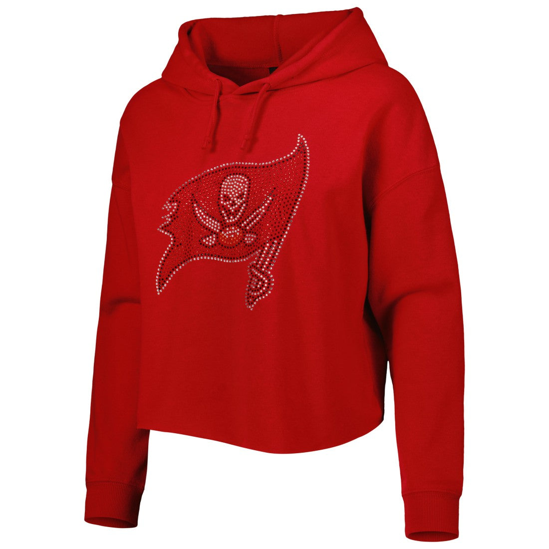 Tampa Bay Buccaneers Cuce Women's Crystal Logo Cropped Pullover Hoodie - Red on sale