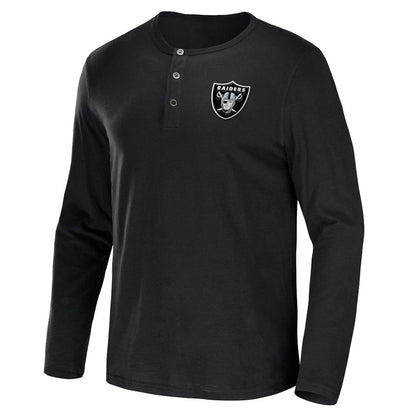 Las Vegas Raiders NFL x Darius Rucker Collection Slub Jersey Henley Long Sleeve T-Shirt - Black discount