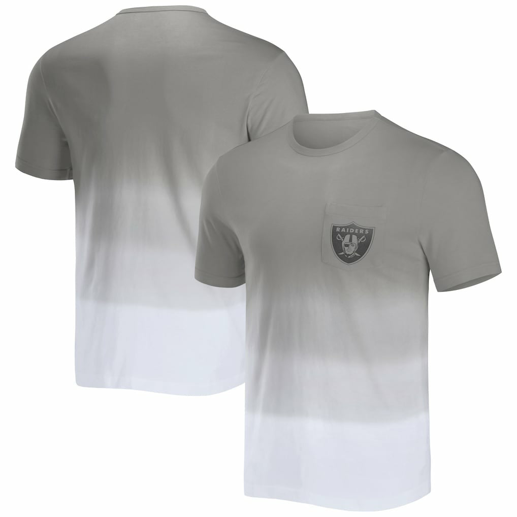 Las Vegas Raiders NFL x Darius Rucker Collection Dip Dye Pocket T-Shirt - Silver/White online