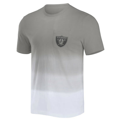 Las Vegas Raiders NFL x Darius Rucker Collection Dip Dye Pocket T-Shirt - Silver/White online