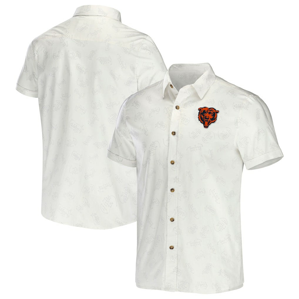 Chicago Bears NFL x Darius Rucker Collection Woven Button-Up T-Shirt - White on sale
