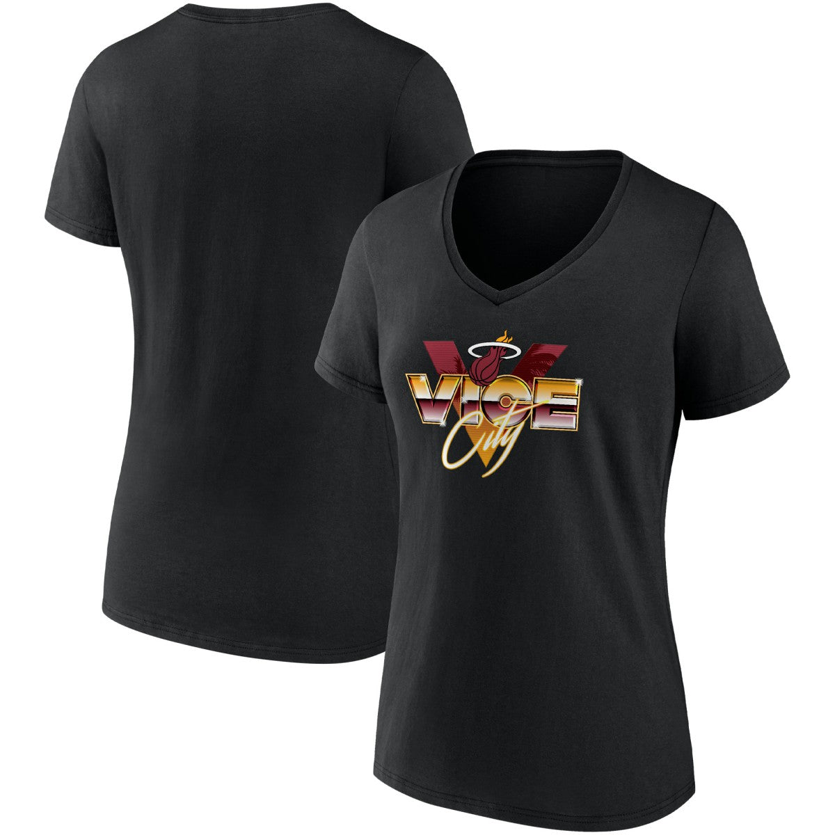 Miami Heat Women's Hometown Collection Vice City V-Neck T-Shirt - Black | Fanatics sale