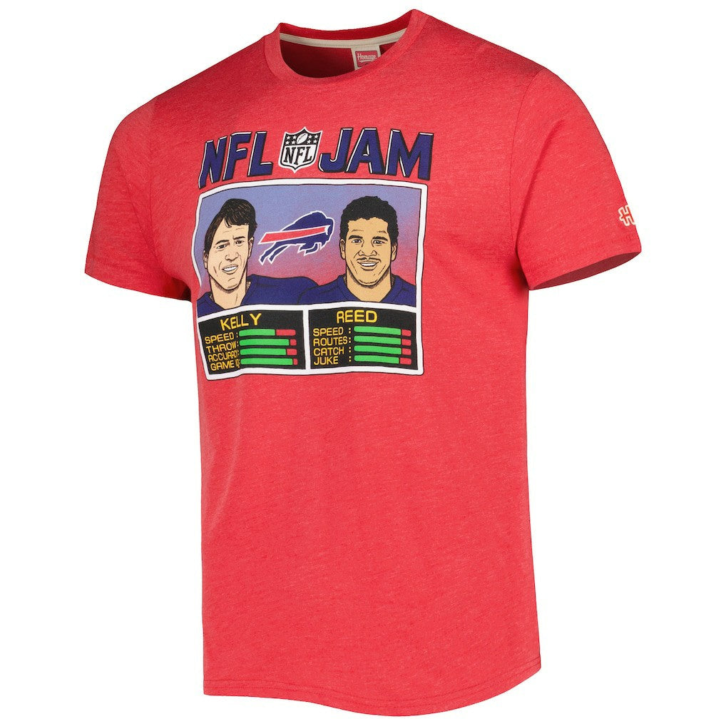 Andre Reed & Jim Kelly Buffalo Bills Homage Unisex NFL Jam Retired Tri-Blend T-Shirt - Heather Red on sale