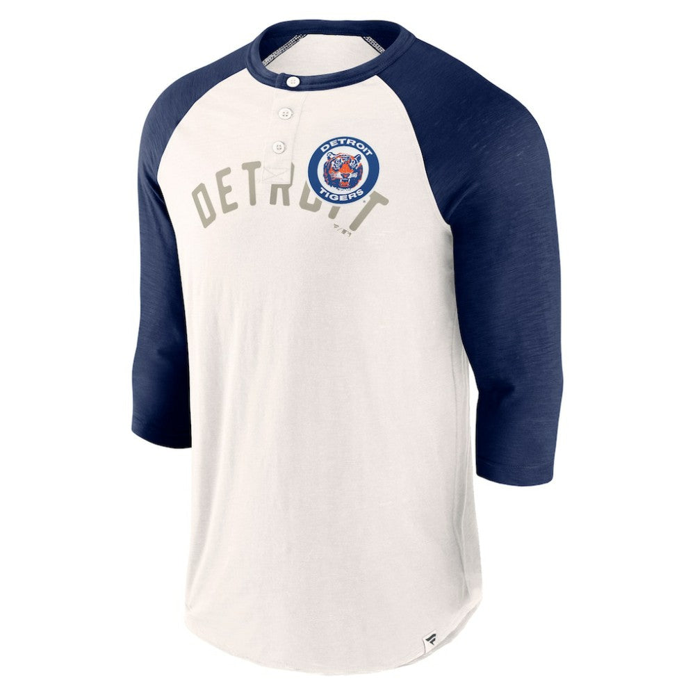 Detroit Tigers Backdoor Slider Raglan 3/4-Sleeve T-Shirt - White/Navy