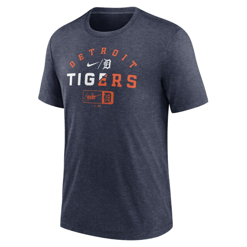 Detroit Tigers Rewind Review Slash Tri-Blend T-Shirt - Heather Navy | Nike