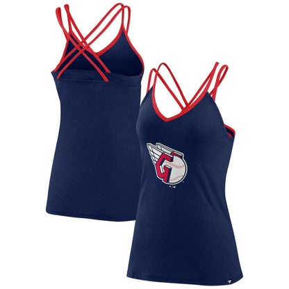 Cleveland Guardians Women's Barrel It Up Cross Back V-Neck Tank Top - Navy