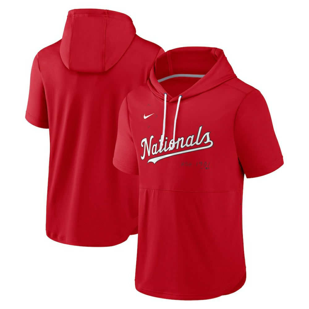 Washington Nationals Springer Short Sleeve Team Pullover Hoodie - Red | Nike