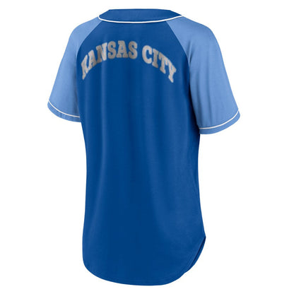 Kansas City Royals Women's Ultimate Style Raglan V-Neck T-Shirt - Royal