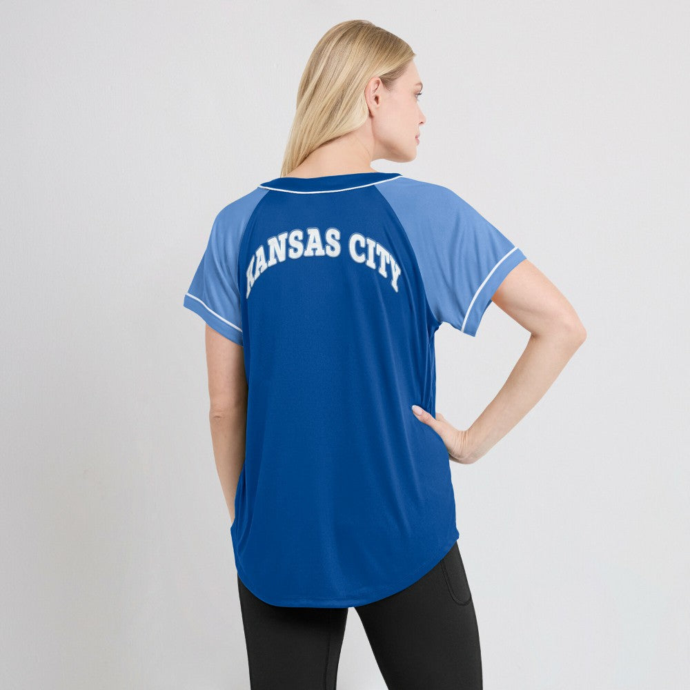 Kansas City Royals Women's Ultimate Style Raglan V-Neck T-Shirt - Royal