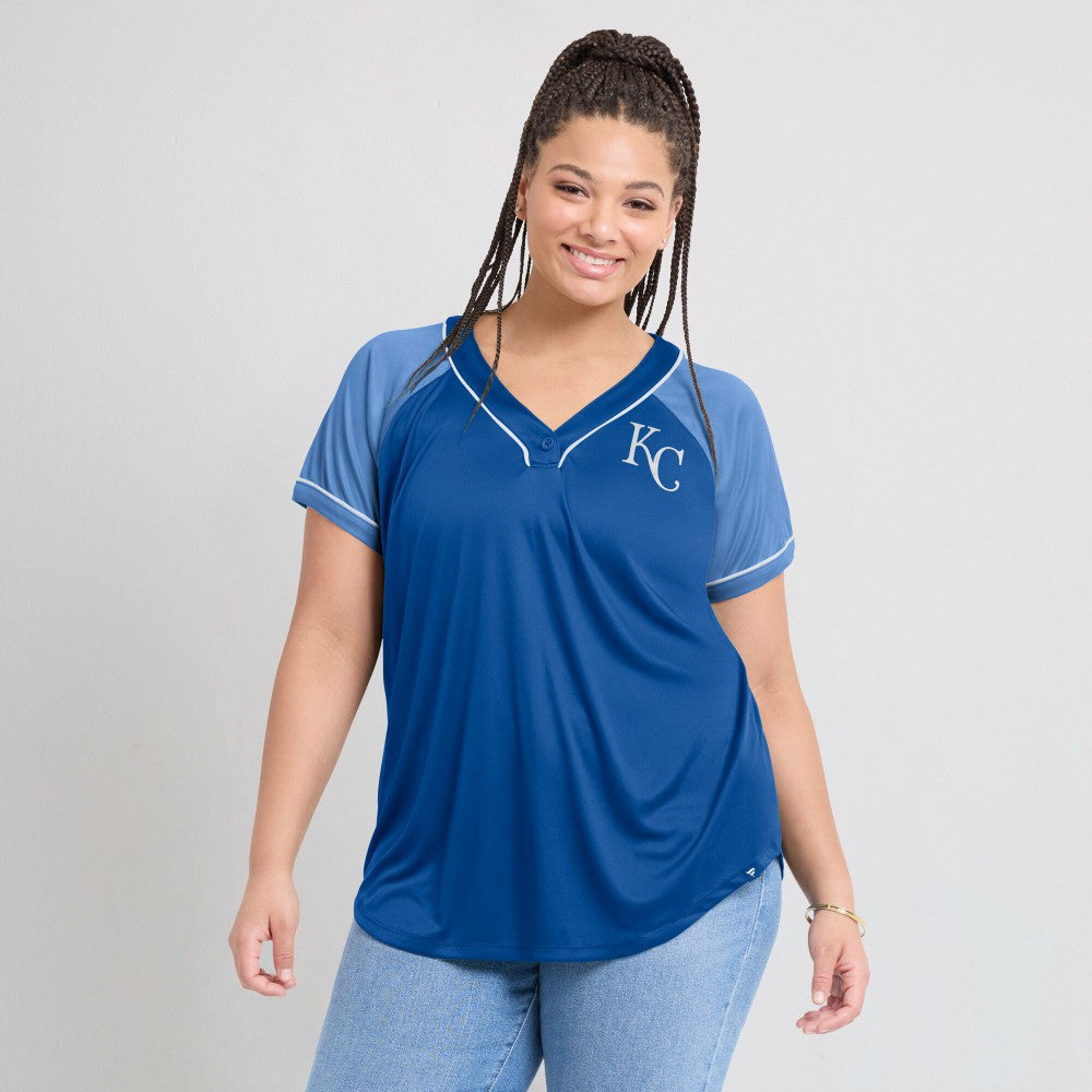 Kansas City Royals Women's Ultimate Style Raglan V-Neck T-Shirt - Royal