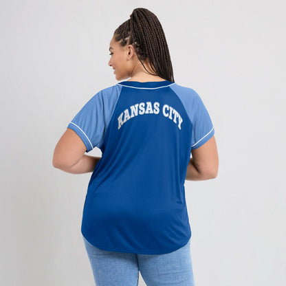 Kansas City Royals Women's Ultimate Style Raglan V-Neck T-Shirt - Royal