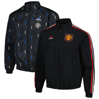 Manchester United 2022/23 On-Field Team Logo Anthem Reversible Full-Zip Jacket - Black | Adidas shop